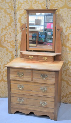 Lot 362 - A pine dressing chest of two over two drawers,...