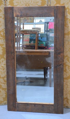 Lot 281 - A rough finish plank full length mirror, 75 by...