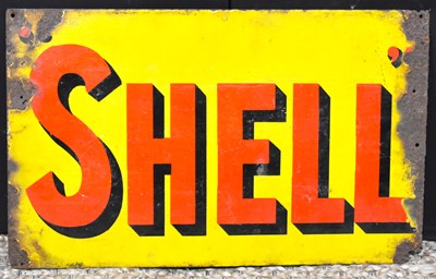 Lot 39 - Enamel Signs: A vintage 'Shell' double sided...