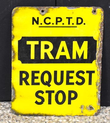 Lot 4 - Enamel Signs: A vintage 'NCPTD Tram Request...