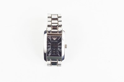 Lot 297 - An Emporio Armani stainless steel wristwatch,...