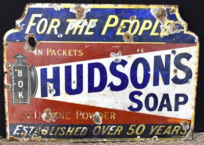 Lot 101 - Enamel Signs: A vintage 'Hudsons Soap, For The...