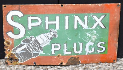 Lot 157 - A vintage 'Sphinx Plugs' metal advertising...