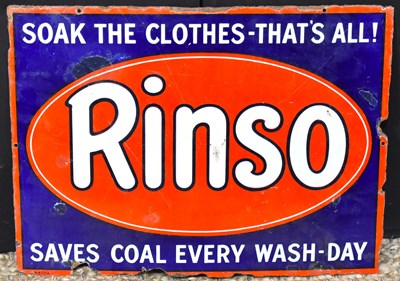 Lot 99 - Enamel Signs: A vintage 'Rinso, Saves Coal...