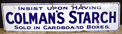 Lot 104 - Enamel Signs: A large 'Colman's Starch' sold...