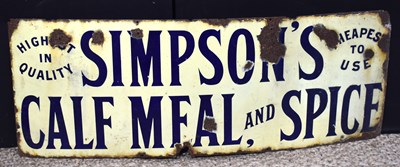 Lot 105 - Enamel Signs: A vintage 'Simpson's Calf Meal...