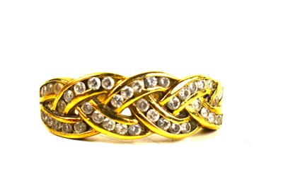 Lot 111 - A 9ct gold ring, of plaited form, set with...