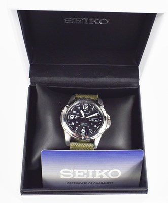 Lot 289 - A Seiko Solar 100m stainless steel wristwatch...