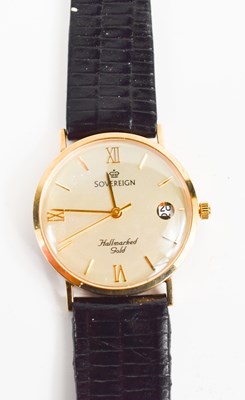 Lot 303 - A 9ct gold Sovereign wristwatch, with Roman...