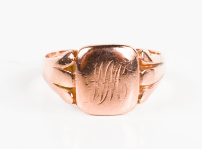 Lot 167 - A 9ct gold signet ring, engraved with monogram...