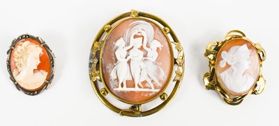 Lot 127 - A group of three cameos, two pinchbeck...