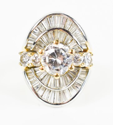 Lot 55 - A 14k gold and cubic zircona ring, marked 585,...