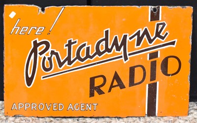 Lot 108 - Enamel Signs: A vintage 'Portadyne Radio'...