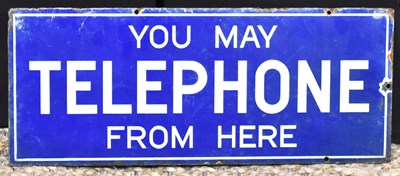 Lot 112 - Enamel Signs: A vintage 'You May Telephone...