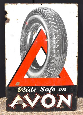 Lot 115 - Enamel Signs: A vintage 'Ride Safe on Avon'...