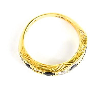 Lot 189 - A 9ct gold, diamond and sapphire ring, the...