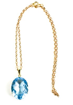 Lot 146 - A 9ct rose gold and pale blue topaz and yellow...