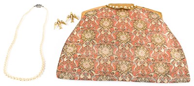 Lot 187 - A Vintage evening purse with gilt metal and...