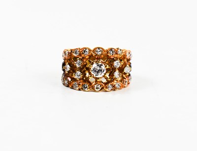 Lot 44 - An 18ct rose gold and diamond cluster ring,...