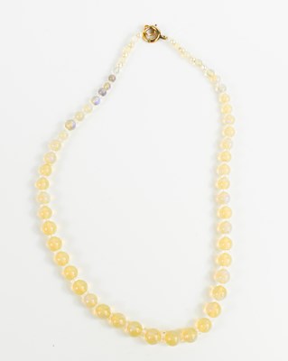 Lot 250 - An opal, pearl and 9ct gold necklace, the...
