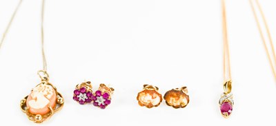 Lot 120 - Two 9ct gold demi parure; one set with...