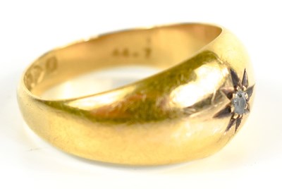 Lot 34 - An 18ct gold and diamond gypsy ring, the old...