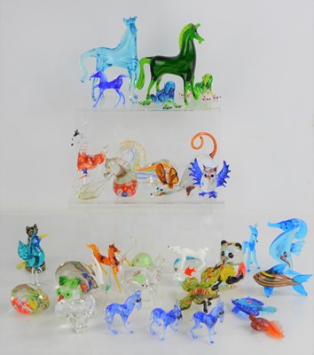 Lot 133 - A group of art glass animal figurines, to...