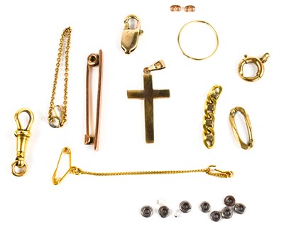 Lot 195 - A 9ct gold bar brooch, 2.2g, a 9ct gold...