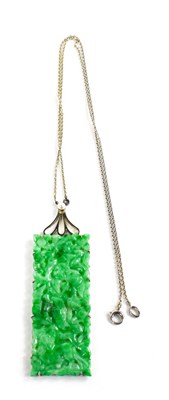 Lot 4 - A white gold, jade and pearl pendant necklace,...
