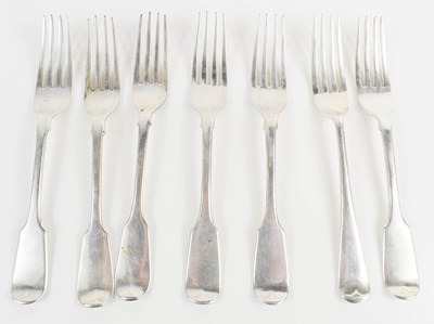Lot 318 - A group of seven Victorian desert forks to...