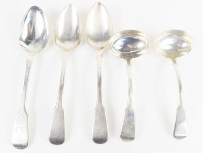 Lot 357 - Two Georgian silver tablespoons hallmarked...