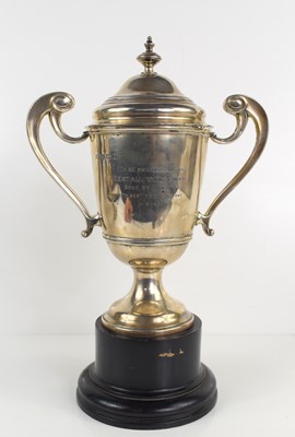 Lot 346 - A silver twin handled presentation trophy with...