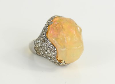 Lot 29 - An 18ct white gold, boulder opal and diamond...