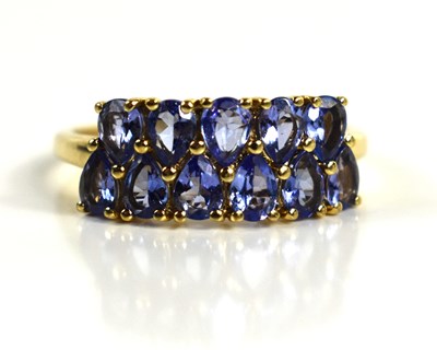 Lot 64 - A 9ct gold and double row amythest set ring,...