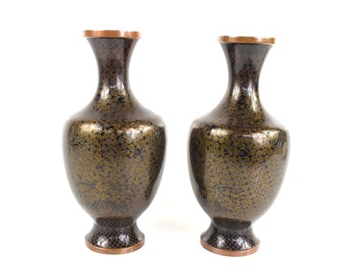Lot 37a - A pair of Chinese cloisonne vases, decorated...