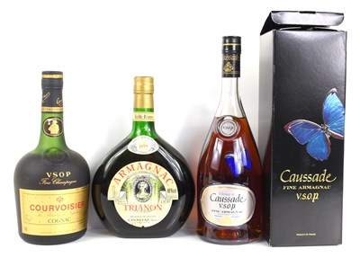 Lot 349 - A group of alcohol comprising Trianon Armagnac...