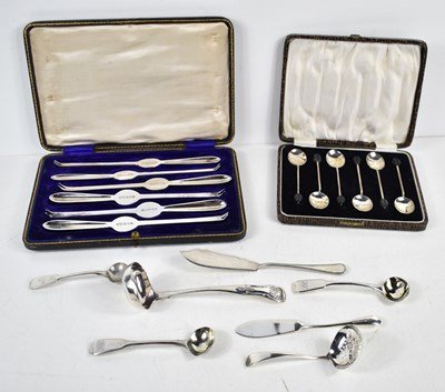 Lot 227 - A cased set of six silver coffee spoons...