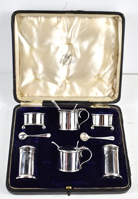 Lot 225 - A silver six piece condiment set, comprising a...