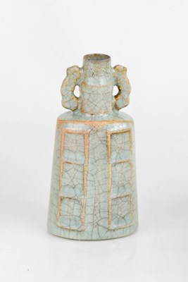 Lot 314 - A small Chinese green crackle glaze vase with...