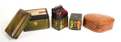 Lot 135 - An antique Italian leather box, of shaped form,...