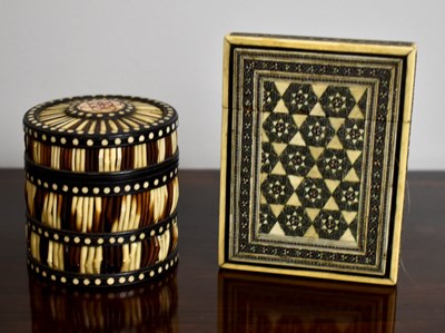 Lot 128 - A 19th century micro mosaic card case, inset...