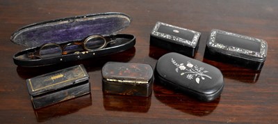 Lot 132 - Two 19th century papier mache black lacquered...