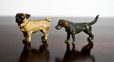 Lot 119 - A Bergman style cold painted bronze pug dog,...