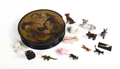 Lot 124 - A 19th century papier mache circular box, the...