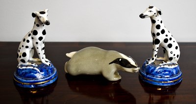 Lot 168 - A pair of pottery 19th century style dalmatian...