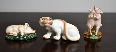 Lot 170 - A Royal Worcester Cheetah 'Netsuke' 8cm long,...