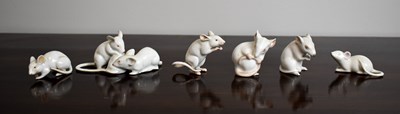 Lot 182 - A selection of porcelain white mice, to...