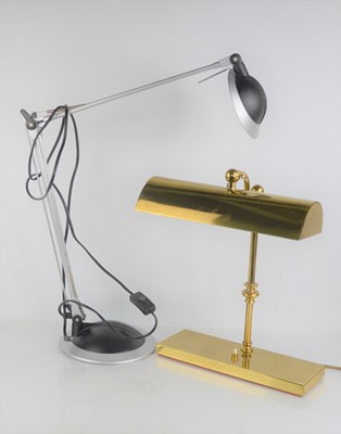 Lot 275 - A brass adjustable bankers lamp together with...