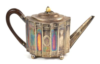 Lot 219 - A George III silver teapot, of shaped oval...