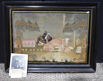 Lot 100 - A large 19th century embroidered panel...